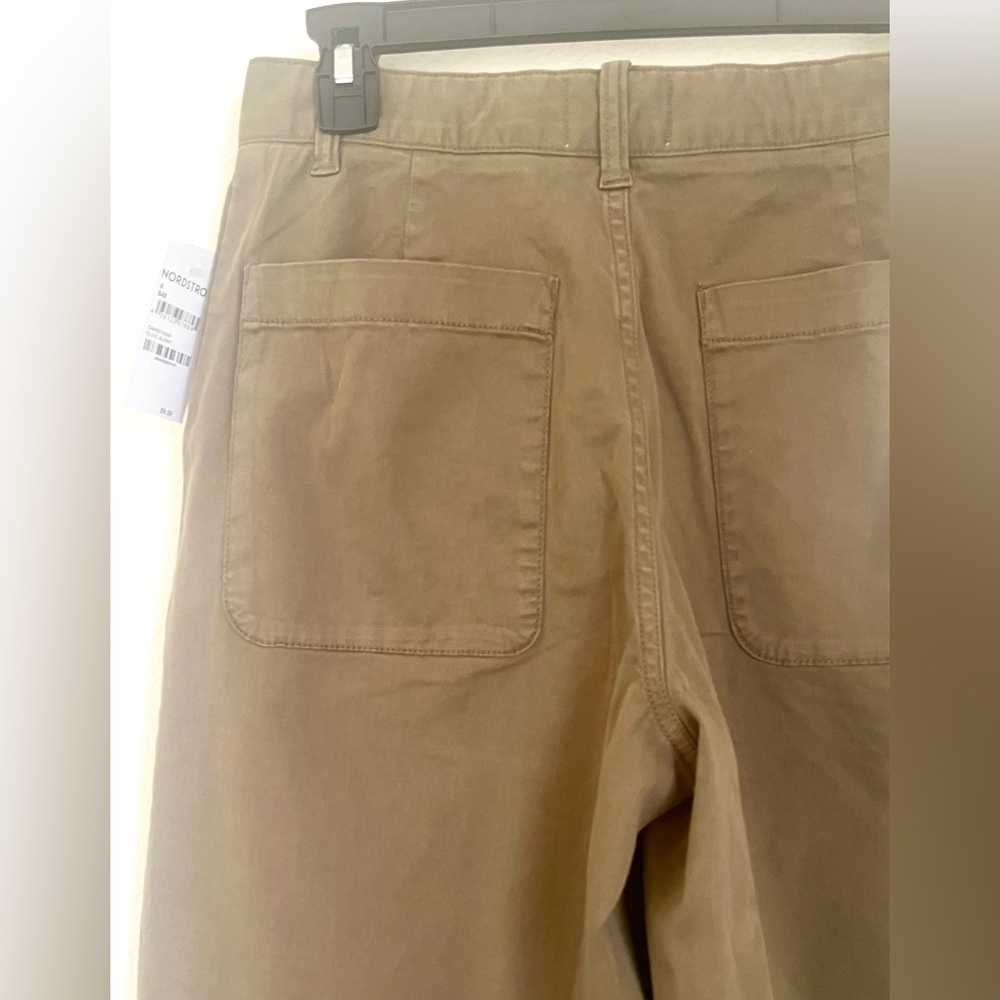 Caslon Nordstrom Women’s Olive Burnt Wide Leg Twill Pants Sz 4 High Rise BNWT - Picture 7 of 12